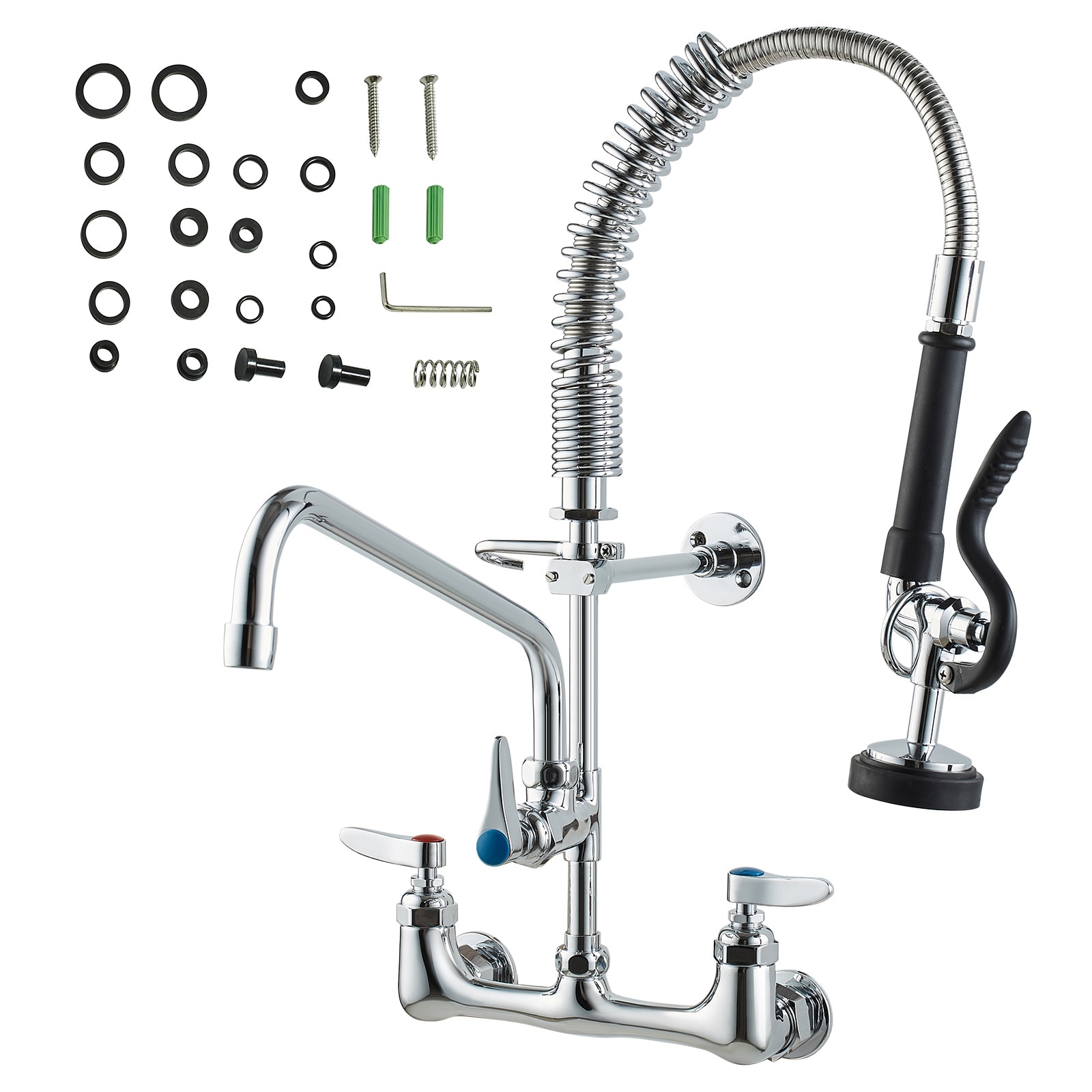Commercial Kitchen Sink Faucet With Pull Down Pre-rinse Sprayer_voghion.com